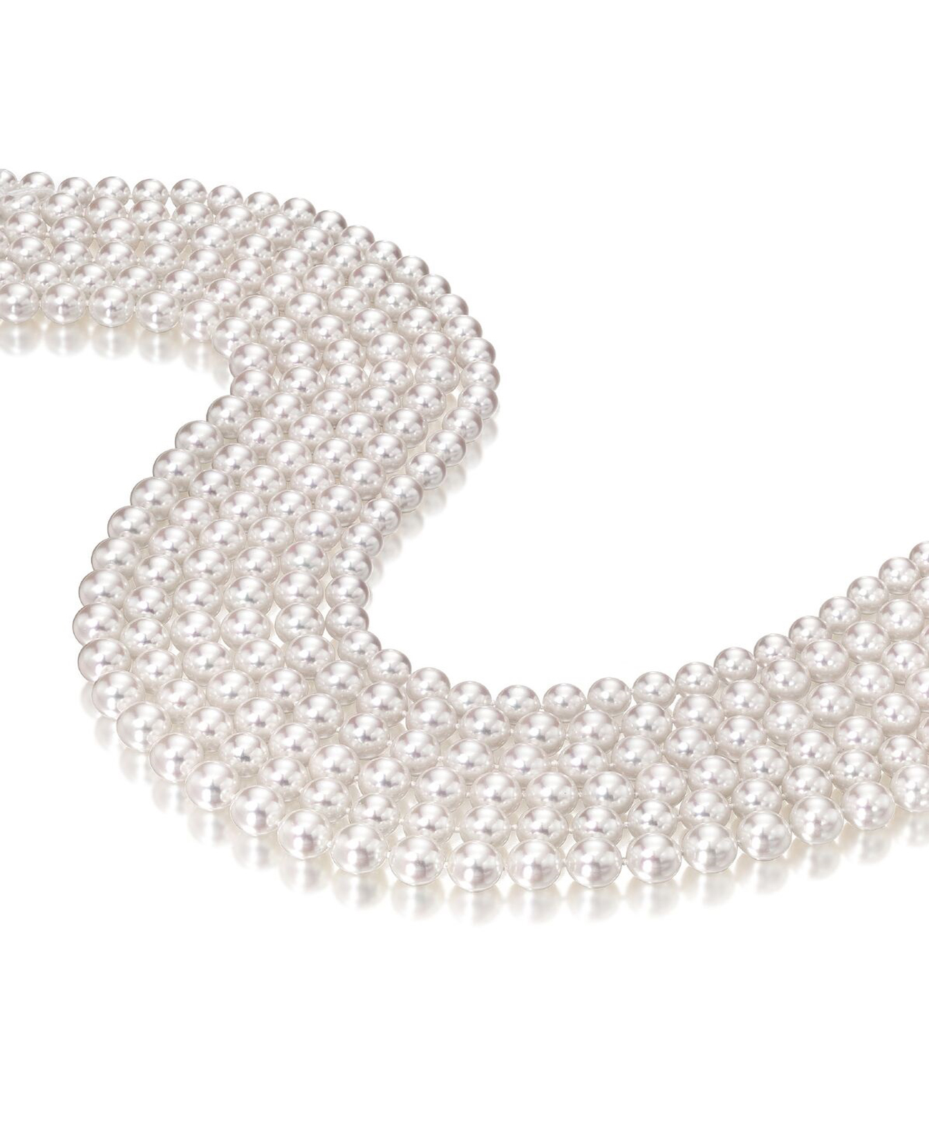 White Japanese Akoya Pearl Necklace, 7.0-7.5mm - AA+ Quality - Pure Pearls