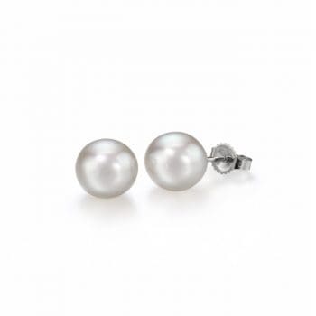 pearl stud earrings white gold