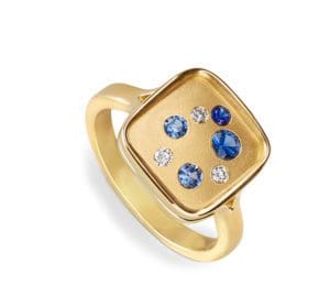 Sapphire and diamond Galaxy ring