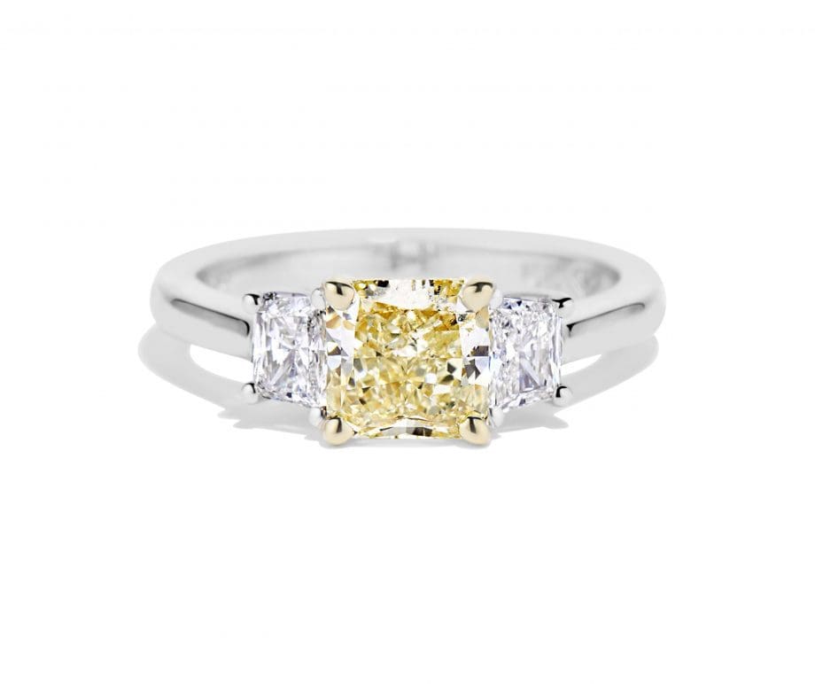 Natural Yellow Radiant cut diamond ring
