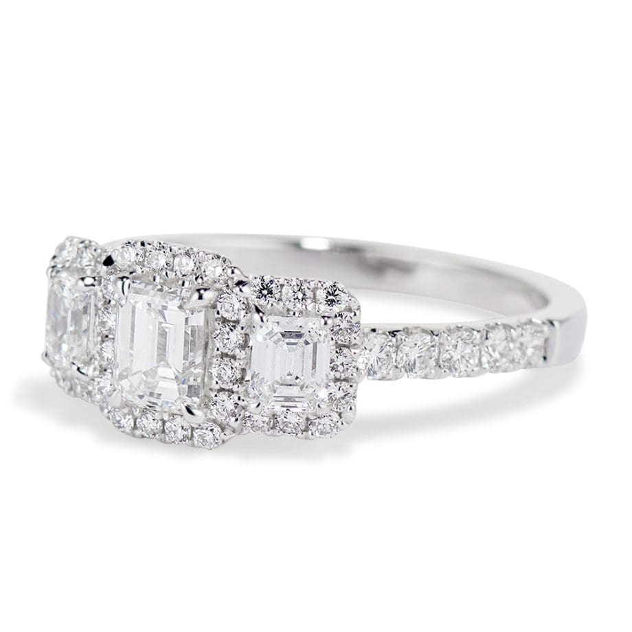 Emerald Cut Diamond Trio Ring
