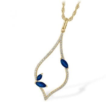 Leaf Necklace with Sapphire