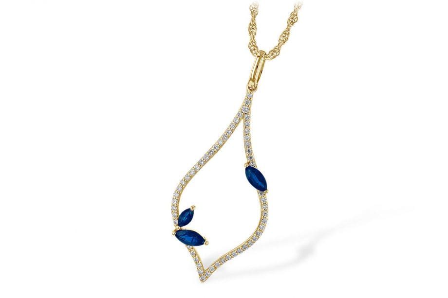 Leaf Necklace with Sapphire