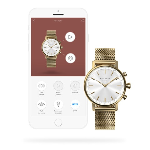 Kronaby Carat #S0716-1: 38MM, White Dial, Gold Mesh Bracelet #280030 smartwatch watch app
