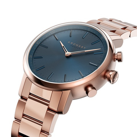 kronaby-carat-hybrid-smartwatch-38mm-rose-gold-bracelet S2445 watch side