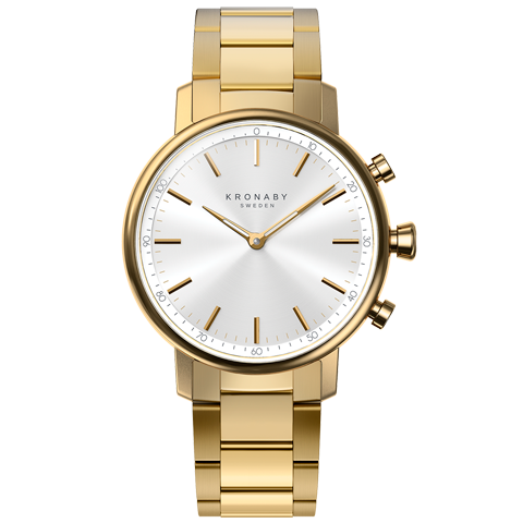 Kronaby Carat S2447-1: 38MM, White Dial, Gold Bracelet #280025 smartwatch watch front