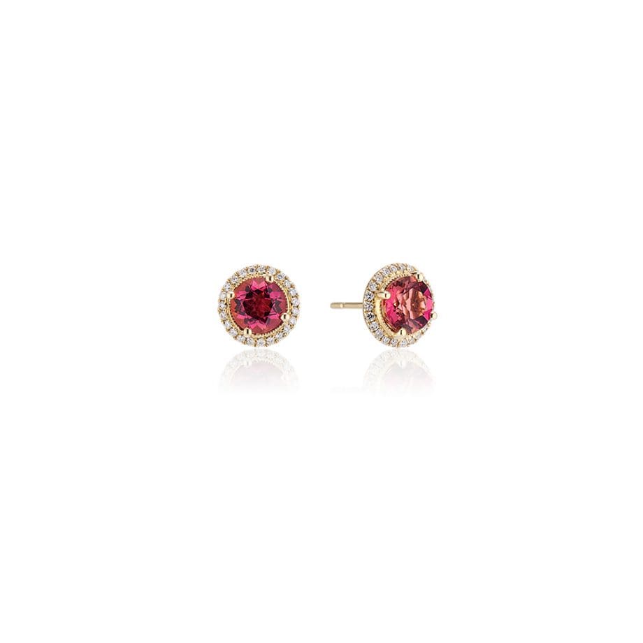 pink tourmaline and diamond Earrings