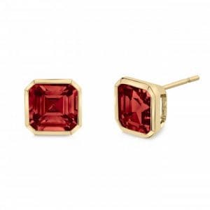Octagonal Stepcut Garnet bezel studs