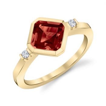 Off Set Octagonal Stepcut Garnet ring