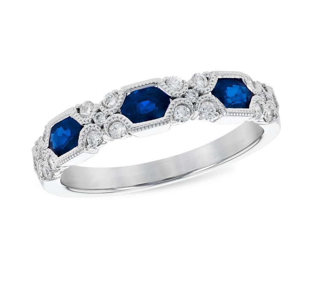 Sapphire Ring With Diamond Details - Brown Goldsmiths - Freeport, Maine