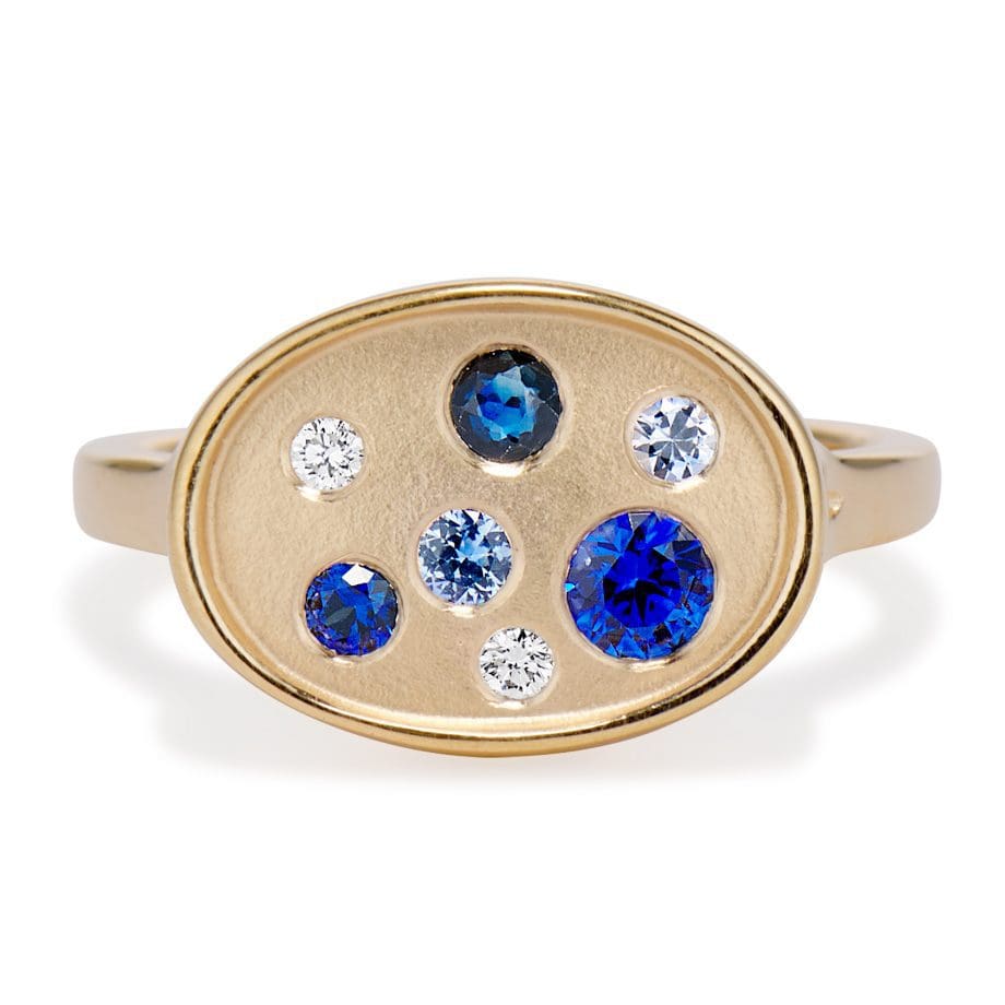 sapphire and diamond galaxy ring