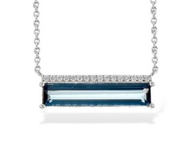 393565 - Bar Necklace with Blue Topaz and Diamonds
