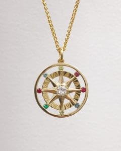 Compass Rose Large Pendant - Brown Goldsmiths - Freeport, Me.