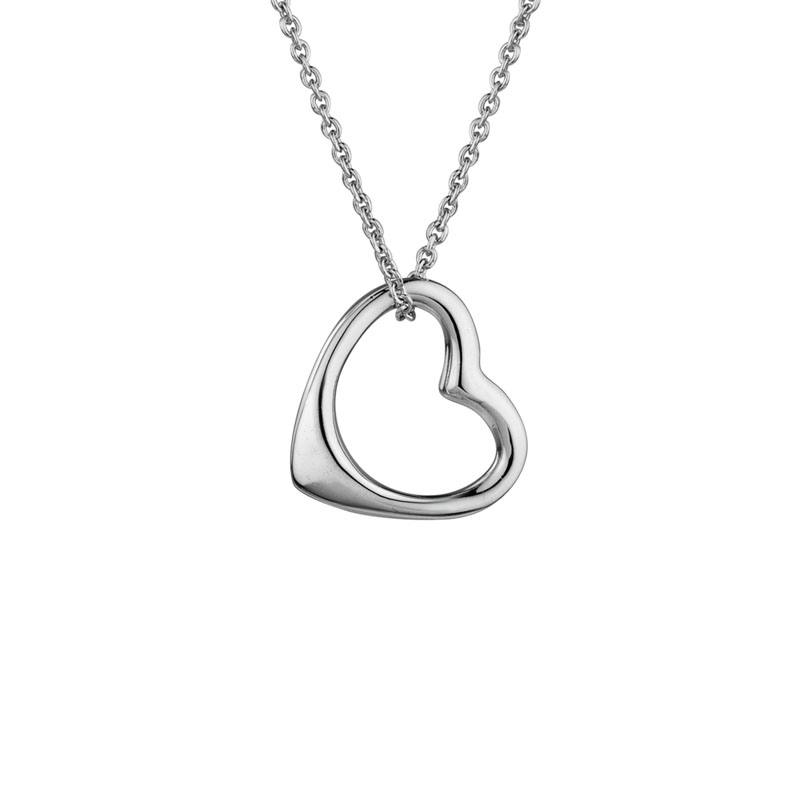 Open Floating Heart Necklace Sterling Silver 265665