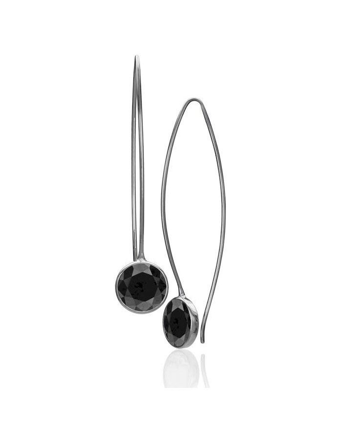 265565 - EcoSilver Black Spinel Comet Earrings