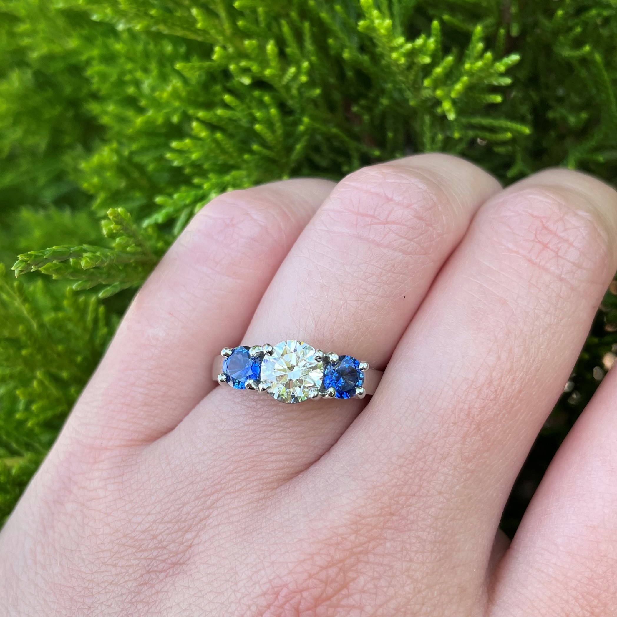 Automic Gold Three Stone Sapphire Ring | Sustainable Fine Jewelry