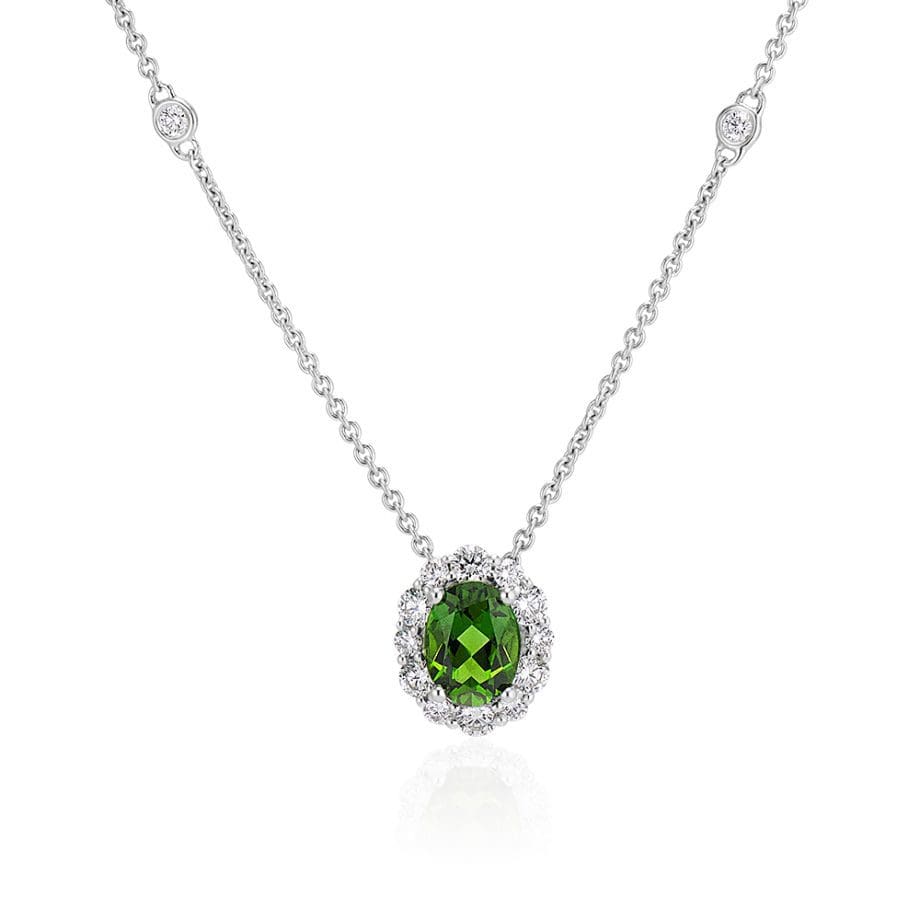 Maine green tourmaline and diamond pendant