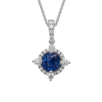 Sapphire and Diamond Point Halo Pendant