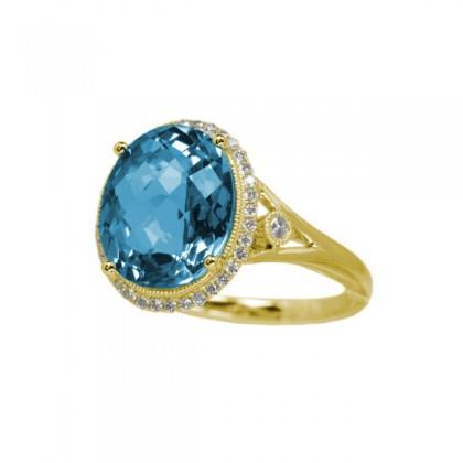 170501 - Blue Topaz And Diamond Ring