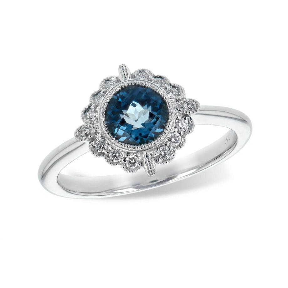 170572 - Blue Topaz and Diamond White Gold Ring