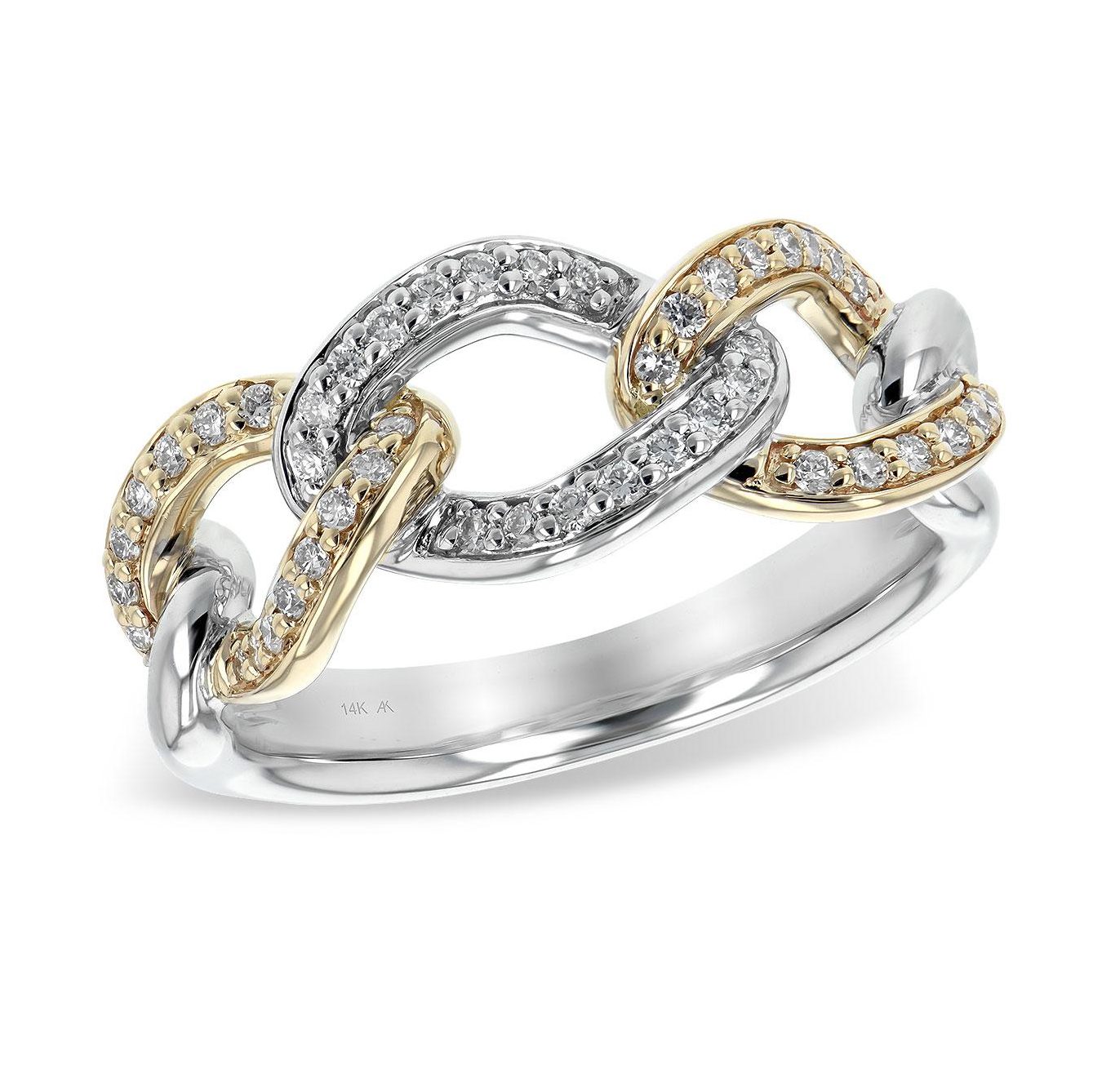 Two Tone Diamond Chain Ring Originally $2300 - Brown Goldsmiths