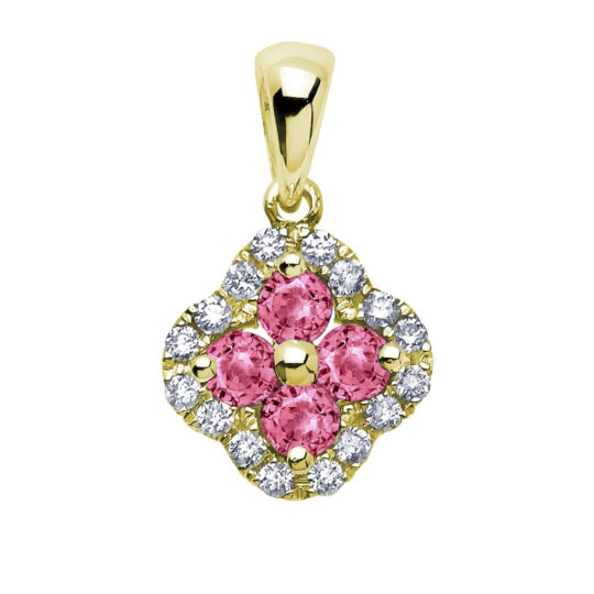 393043 - 89670-PPT - Pink Tourmaline Pendant with Diamonds