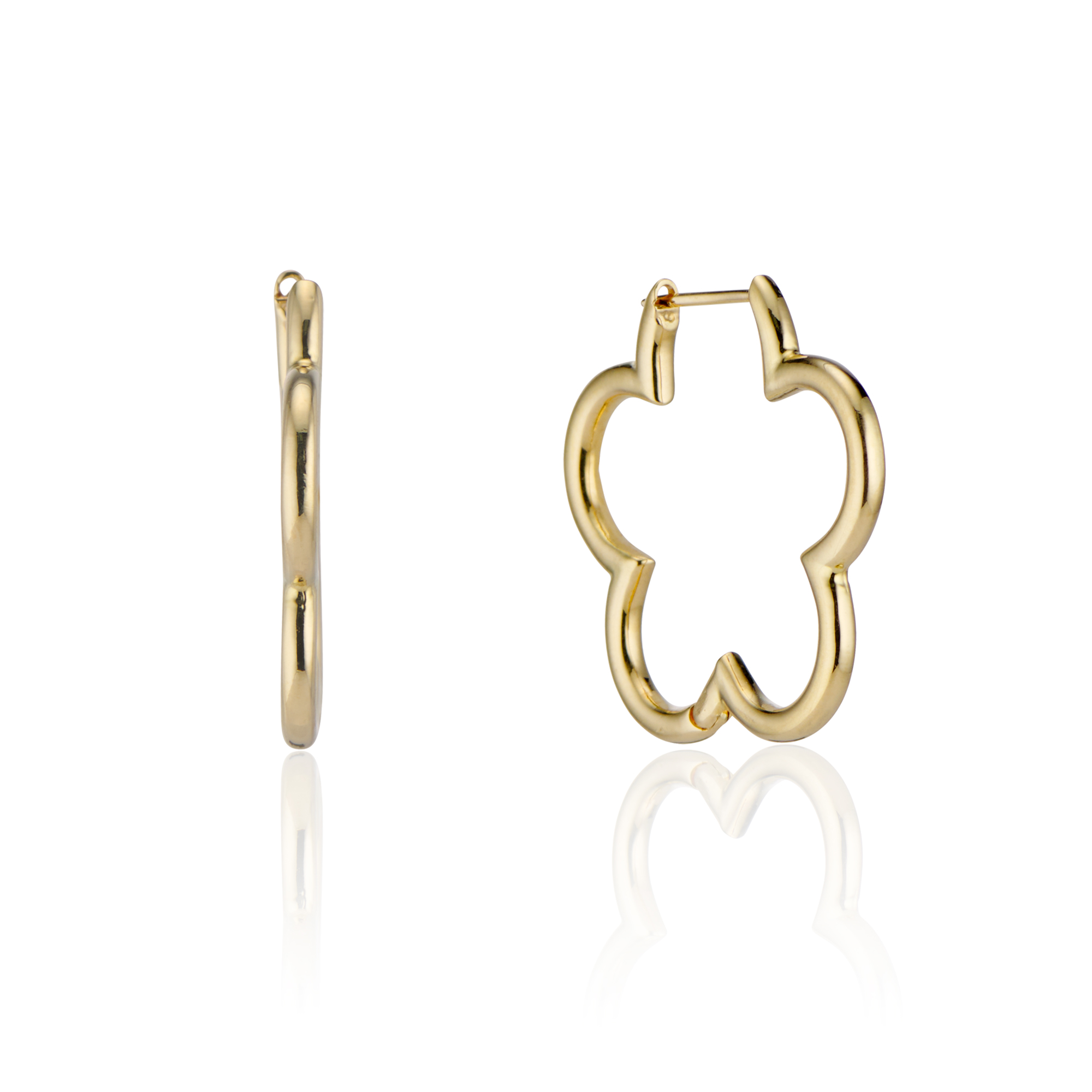 Lucky Cat & Clover Hoop Earrings - Yellow Owl Workshop