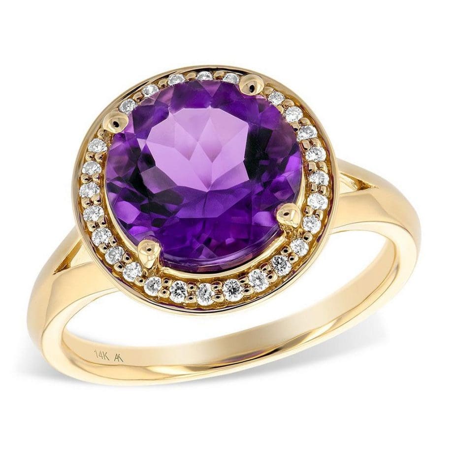 D5328 - 170500 - Amethyst and Diamond Halo Ring