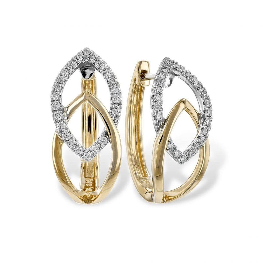 E1964 - 091538 - Marquise Shaped Hoop Diamond Earrings