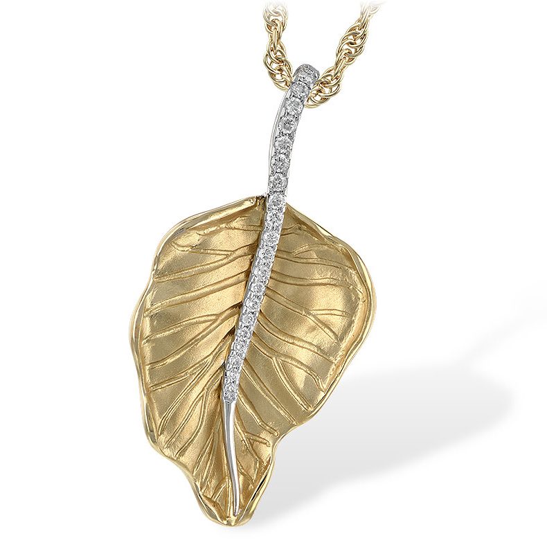 N7970 - 101309 - Autumn Leaf Necklace with Diamonds