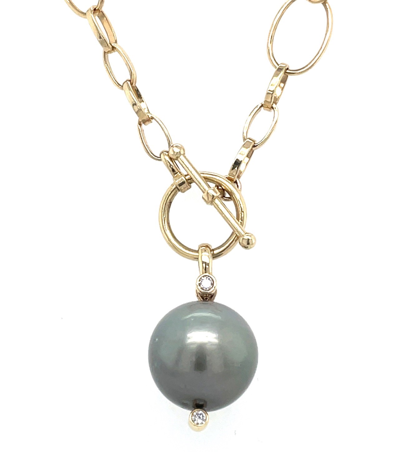 Tahitian Pearl and Diamond Toggle Necklace - Brown Goldsmiths