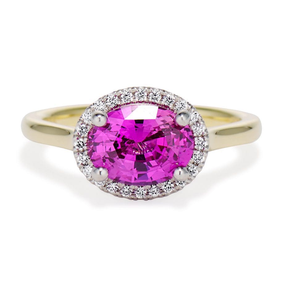 hot pink sapphire two tone ring 120693