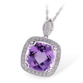 393833 - N7439 - Amethyst Diamond Pendant Necklace