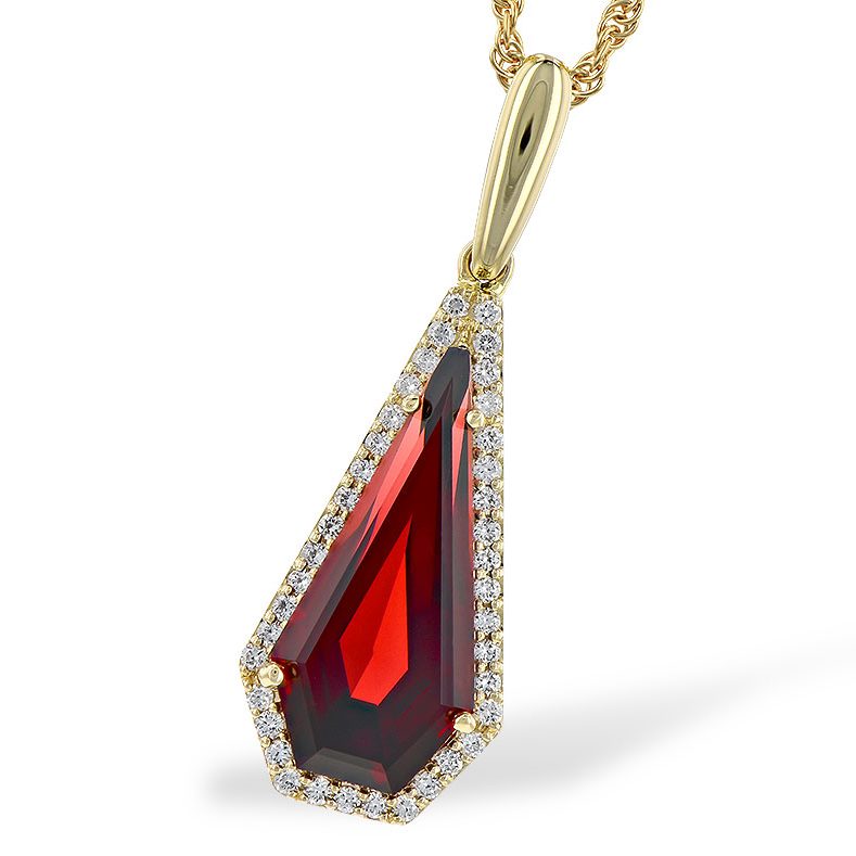 393834 - N8214 - Garnet Necklace with Diamonds