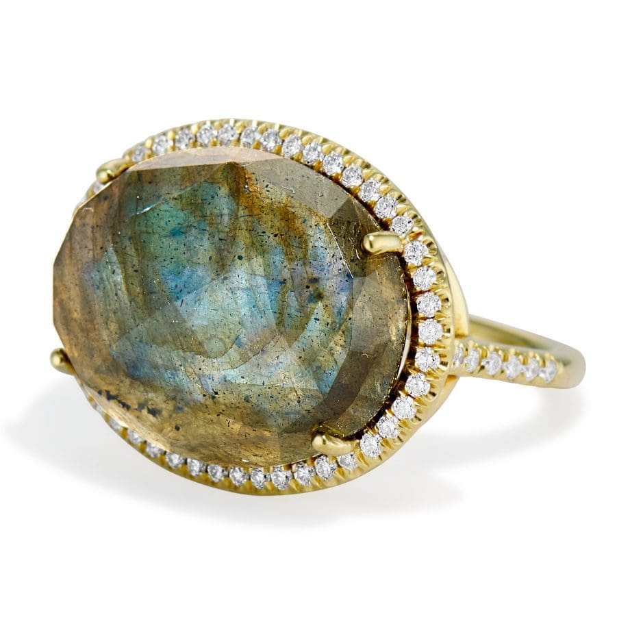 Labradorite Ring with Diamonds 160578