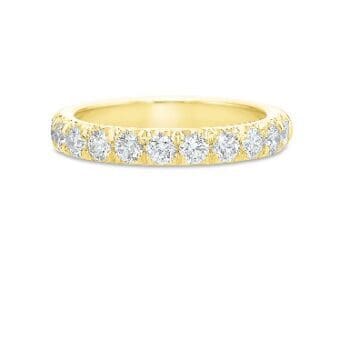 French Cut Diamond band flush fit 18k yellow gold 0.75cttw 11 rounds 6233Y_c1 Top view