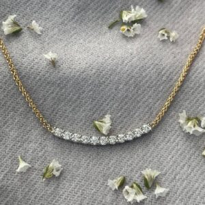Diamond Smile bar Necklace Wheat chain