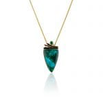 393739 Malachite, Gold and Tourmaline Pendant