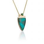 malachite, gold and tourmaline pendant