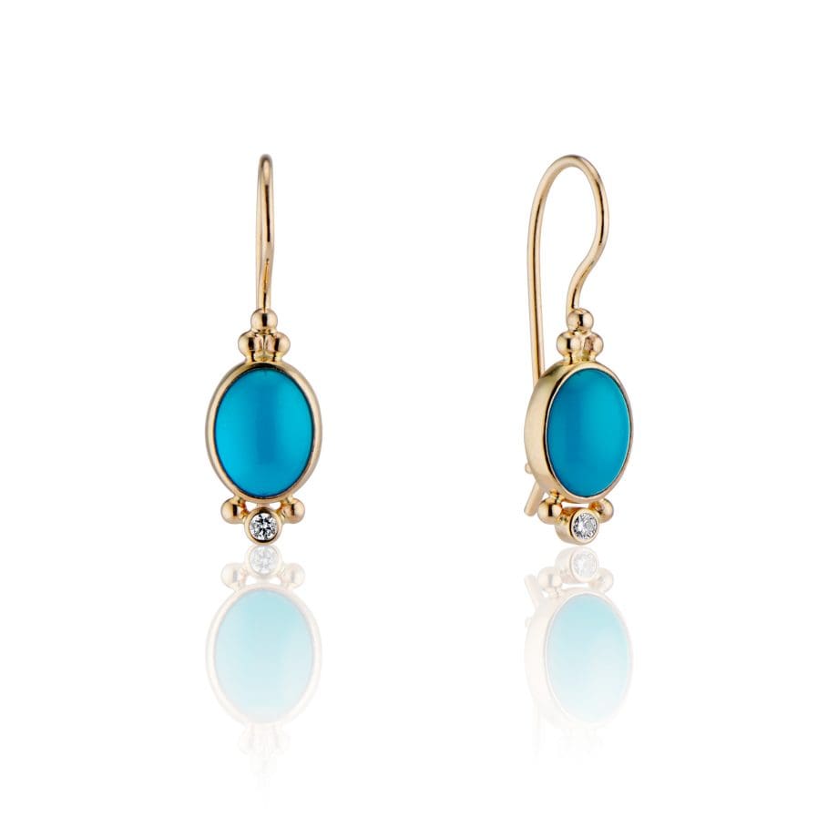 393781 Turquoise and Gold Dangle Earrings