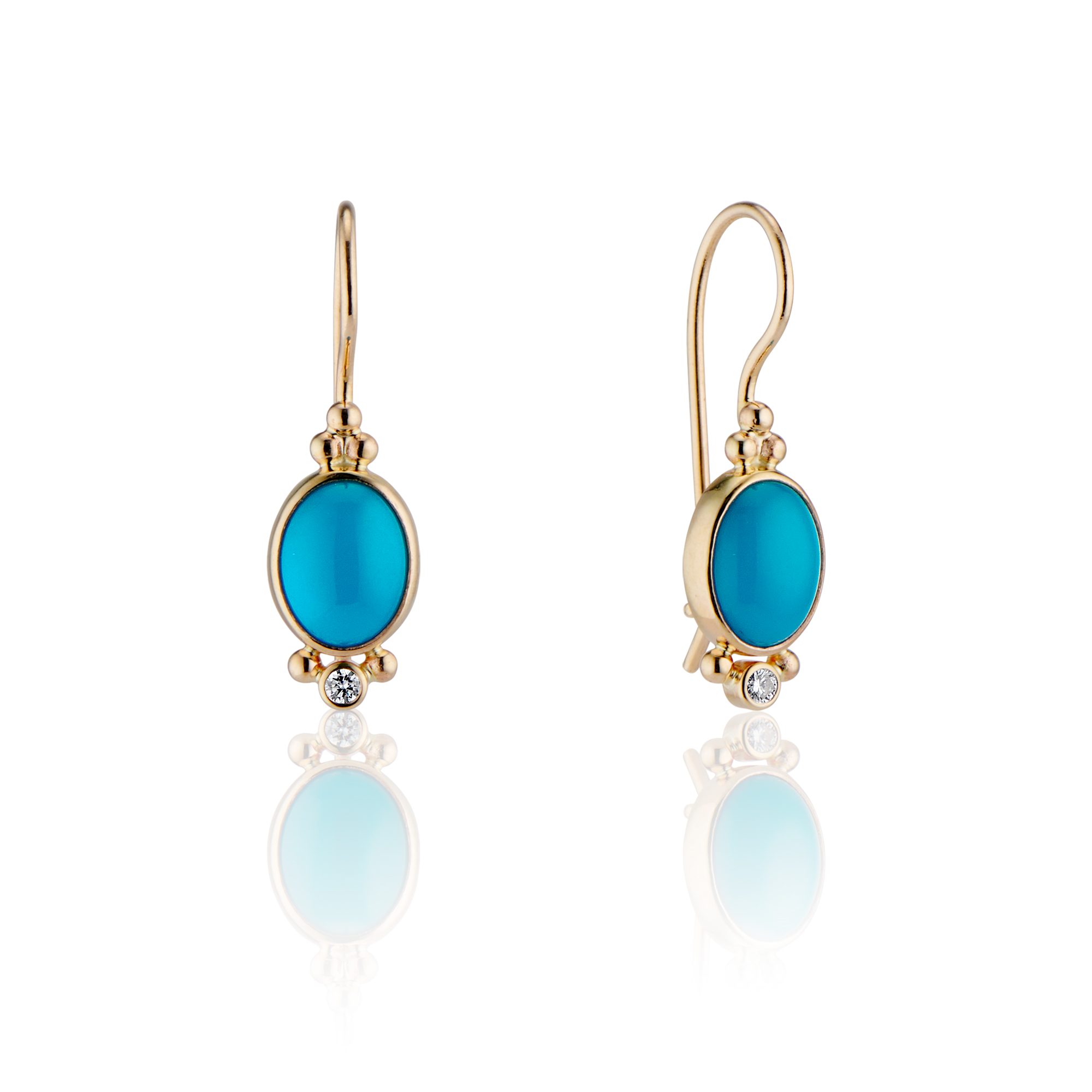 Bright Turquoise and Gold Dangle Earrings Originally $1445