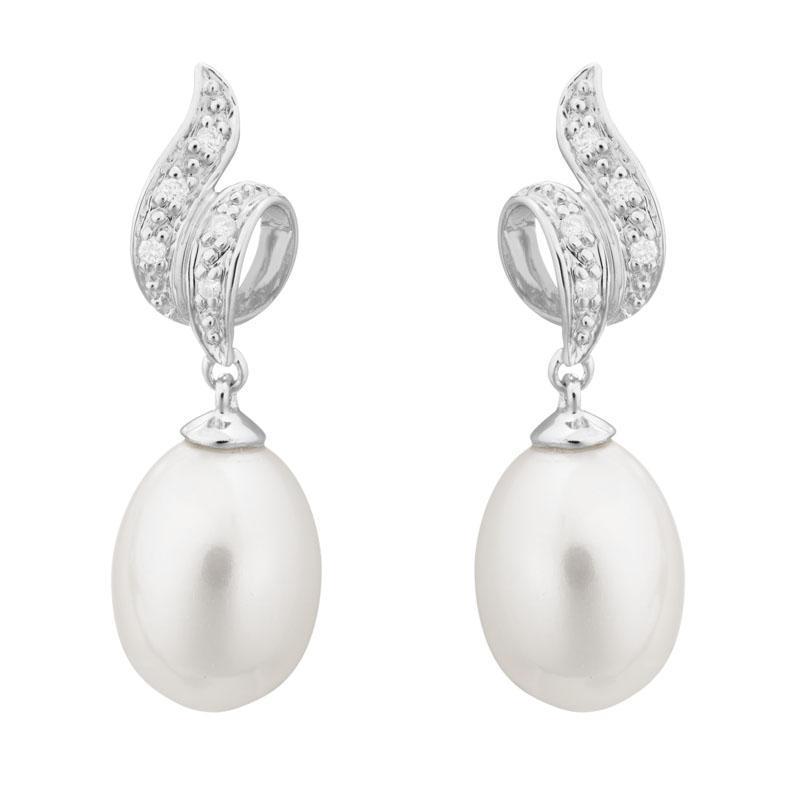 191007 - GEL19EWW05PE - Pearl and Diamond Earrings