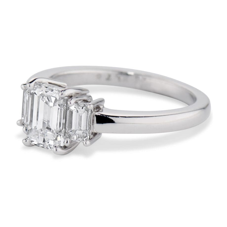 010564 - Emerald cut Diamond Engagement Ring In Platinum Side View