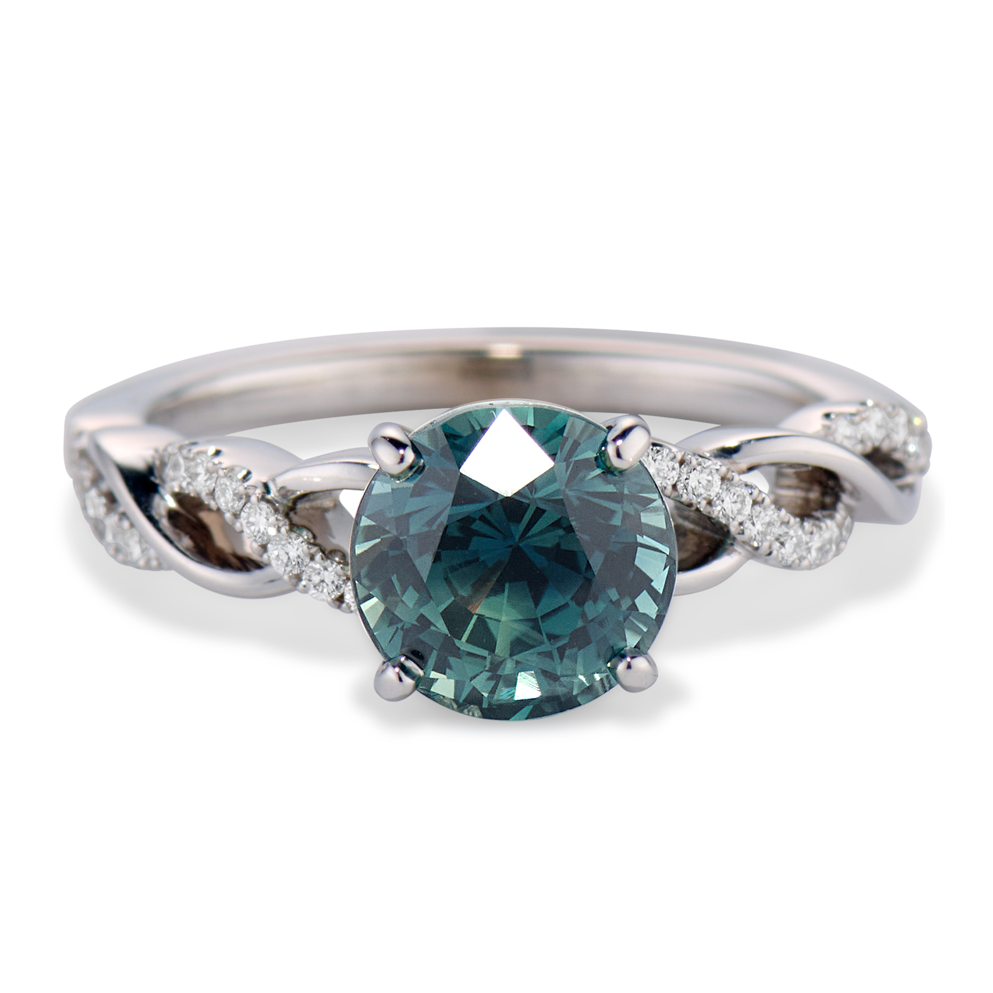 Pear Blue Sapphire Engagement Ring Rose Gold 3 Stone Diamond Ring | La More  Design