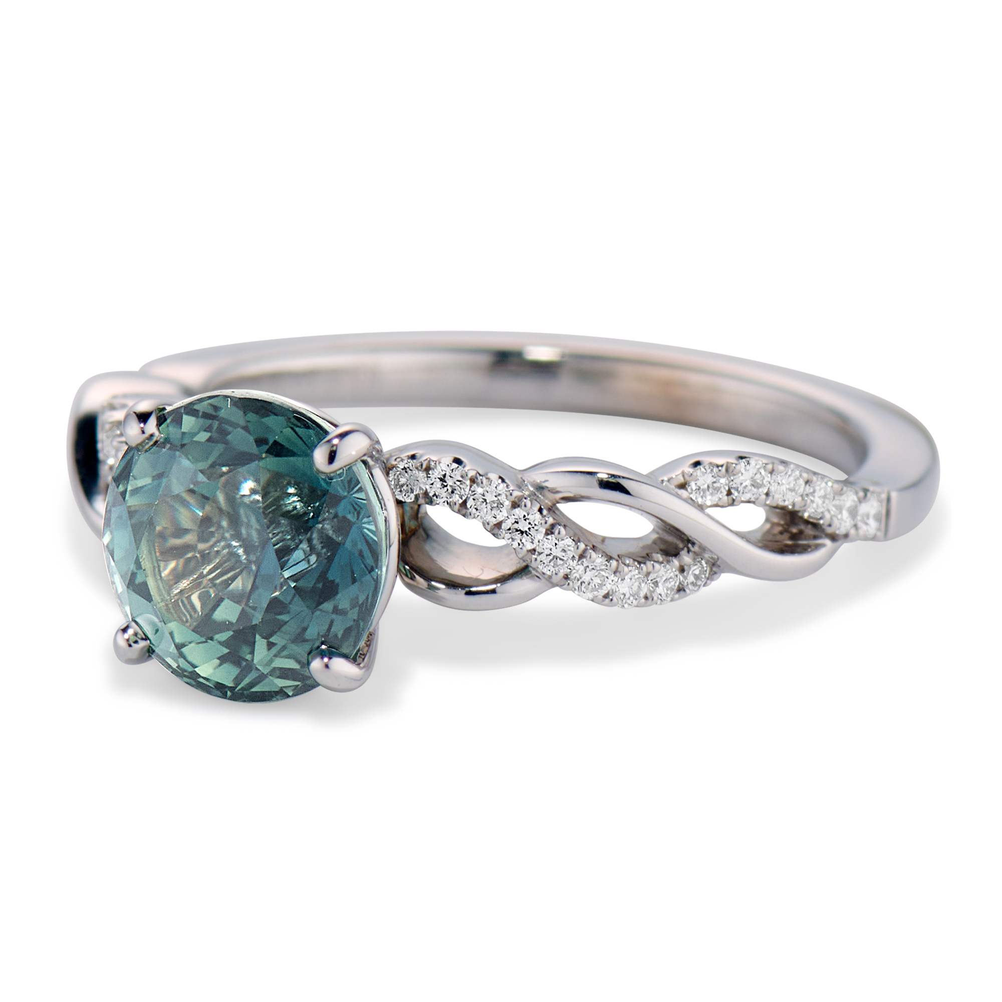 Teal Montana Sapphire and Diamond Ring - Brown Goldsmiths