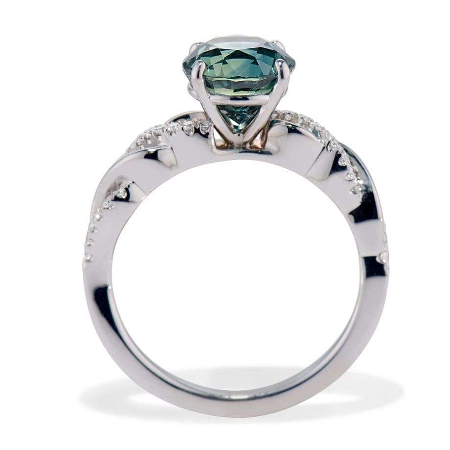 120726 Teal Montana Sapphire and Diamond Ring