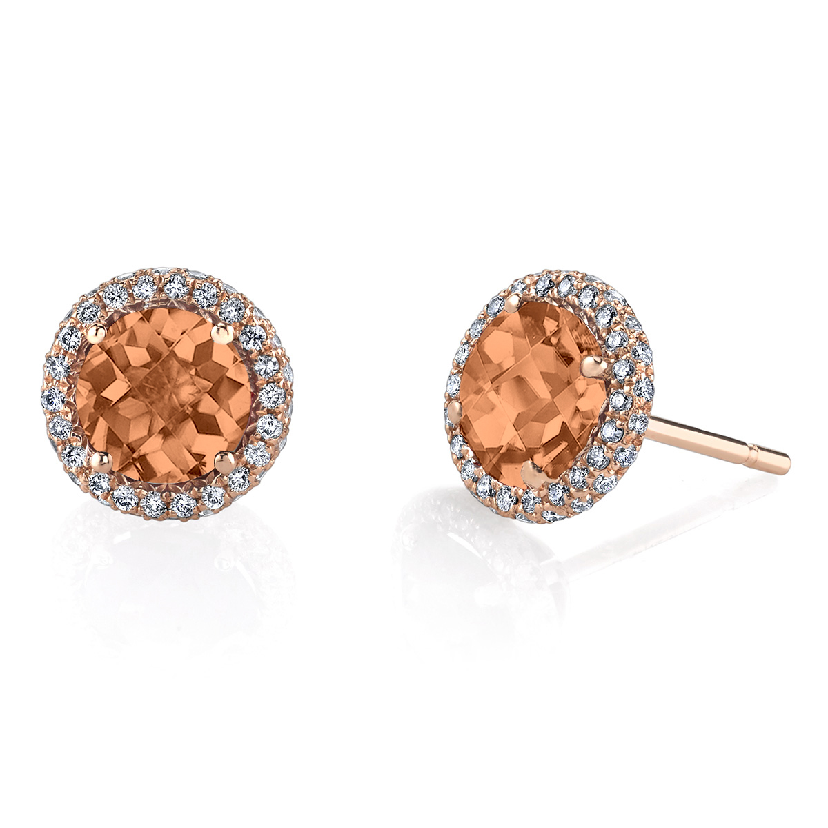 Rose Gold Stud Earring | Red Stone Earrings – Peach Tassels