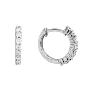 Small Diamond Hoops prong set in white gold Huggie style