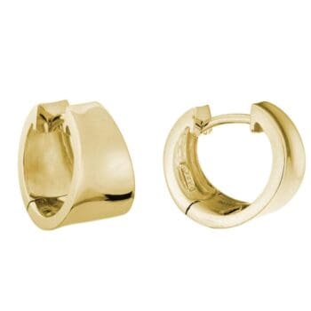 14k yellow gold Concave tapered huggie hoops 13mm