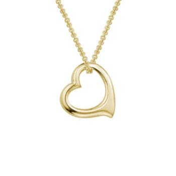 Open Floating Heart Necklace 14k yellow gold